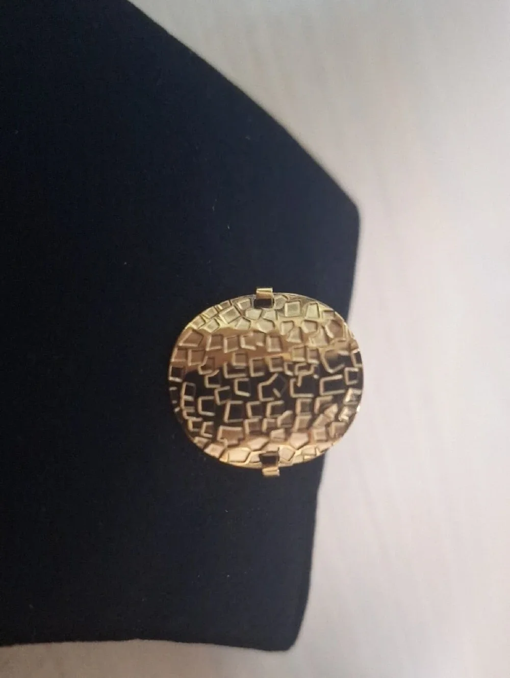 Geneva Gold Textured Disc Statement Ring - Size 7